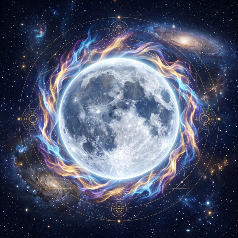 Moon, the planet that rules numerology number 2, The Diplomat, shown with its lunar glow aura